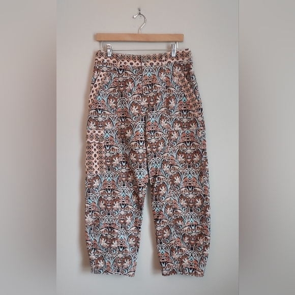 Anthropologue Print Velvet Cargo Barrel Leg Pant Size 8 - Picture 7 of 15